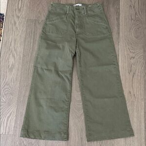 PAIGE Anessa Olive Green Wide-Leg Utility Pants